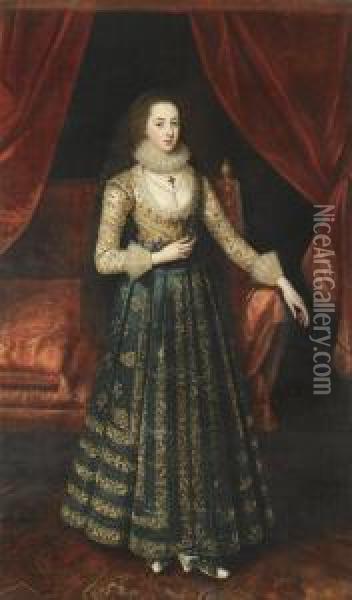Portrait Of A Lady, Possibly Lady Anne Cecil (c.1603-1676), Daughter Of William Cecil, 2nd Earl Of Exeter Oil Painting - Robert Peake