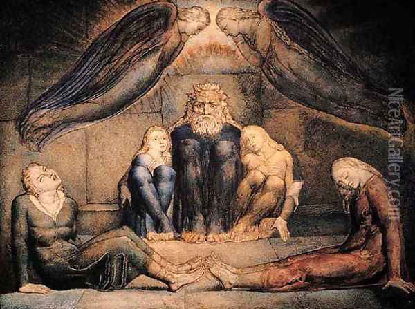 Inferno, Canto XXXIII, 13-93, Count Ugolino and his sons in prison Oil Painting - William Blake