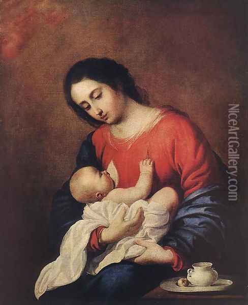 Madonna with Child 1658 Oil Painting - Francisco De Zurbaran