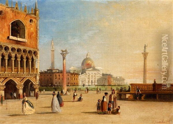 Der Markusplatz In Venedig Oil Painting - Edward F. D. Pritchard