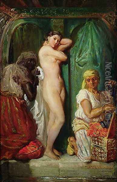 The Bath in the Harem, 1849 Oil Painting - Theodore Chasseriau