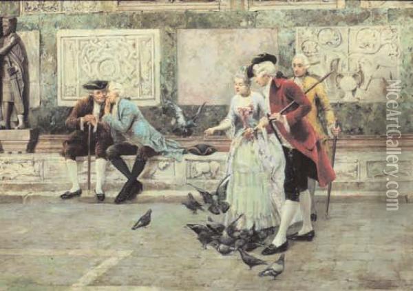 Pettegolezzi Oil Painting - Cesare C. Vianello
