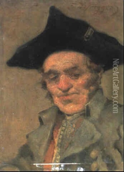 Portrat Eines Herrn Mit Dreispitz Oil Painting - Franz Von Defregger