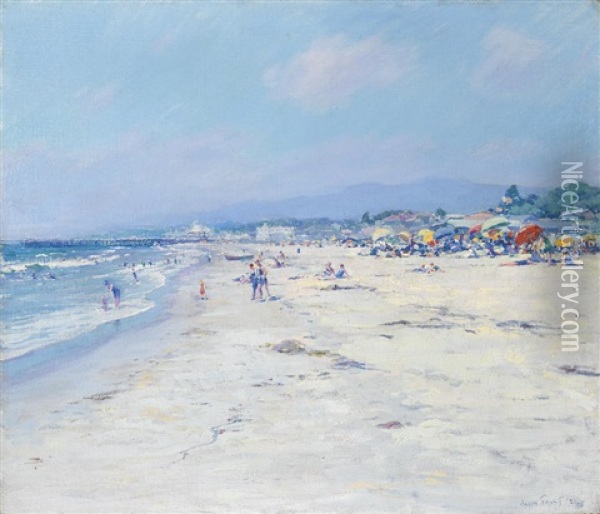 The Beach, Santa Monica Oil Painting - John Frost