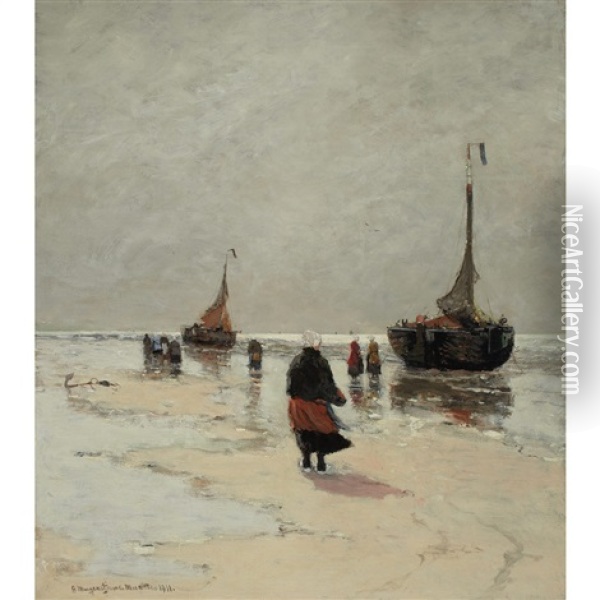 Scheveningen Beach, Holland Oil Painting - Gerhard Arij Ludwig Morgenstjerne Munthe