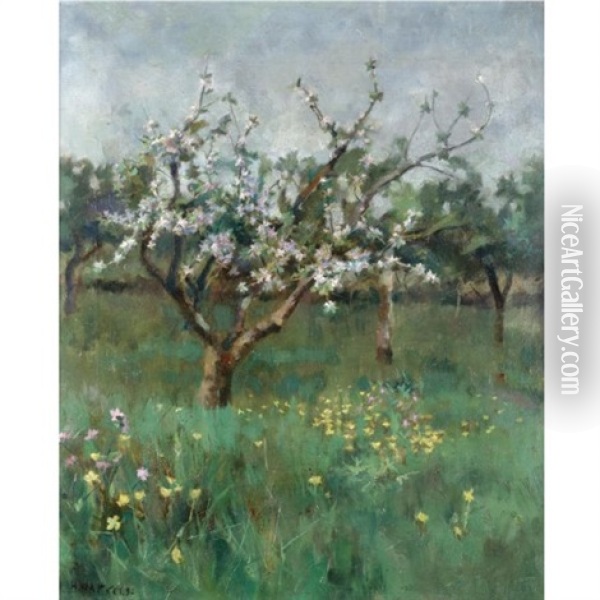Apple Blossom Oil Painting - Harold Harvey