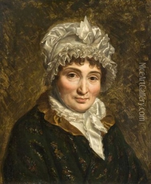 Portrait De Femme Au Bonnet Blanc Oil Painting - Francois Pascal Simon Gerard