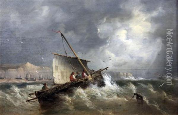 Fishing Boat Off The Coast Oil Painting - Edwin Hayes
