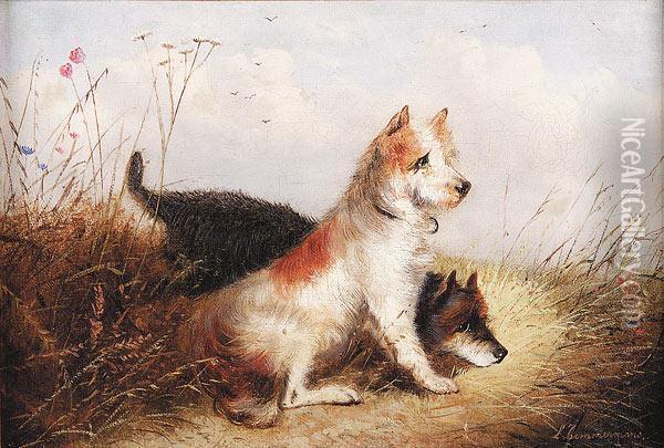 Two Terriers Oil Painting - Louis Timmermans