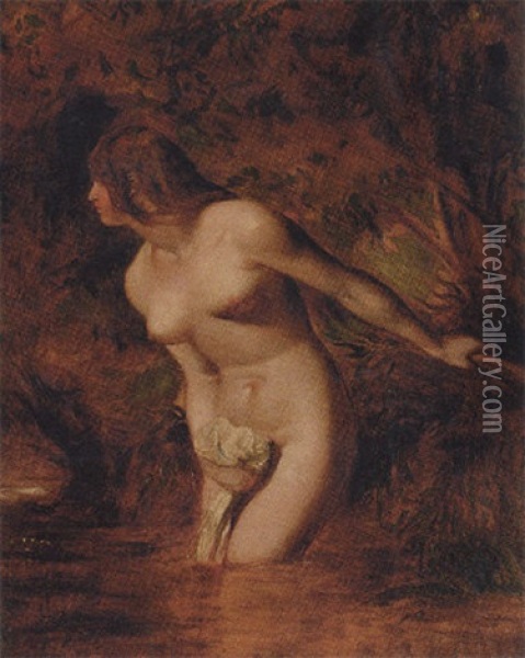 Musidora - The Bather - At The Doubtful Breeze Alarmed Oil Painting - William Etty