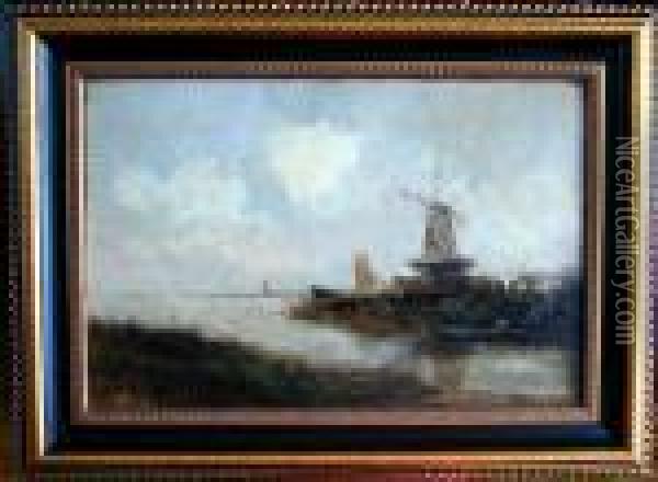 Man In Boat Oil Painting - Willem George Fred. Jansen