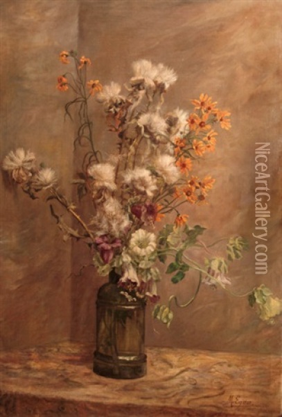 Herbstblumenstraus Oil Painting - Marie Egner