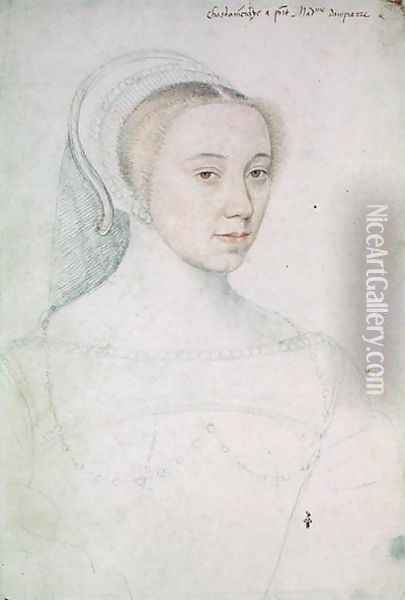 Jeanne de Vivonne (1516-83) c.1535 2 Oil Painting - (studio of) Clouet