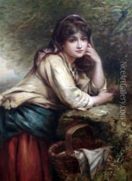 Young Woman Beside A Well Oil Painting - Thomas Kent Pelham