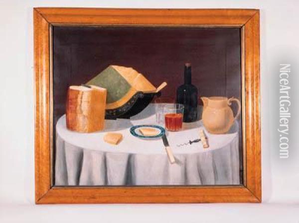 Still Life With A Cheese In A Cradle Oil Painting - John Booth Higginson