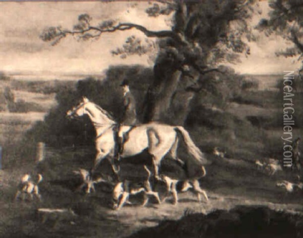 Huntsmen And Hounds Entering A Wood Oil Painting - Richard Barrett Davis