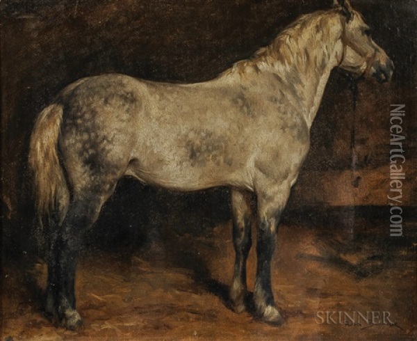 Dappled Gray Horse, Facing Right Oil Painting - Rosa Bonheur