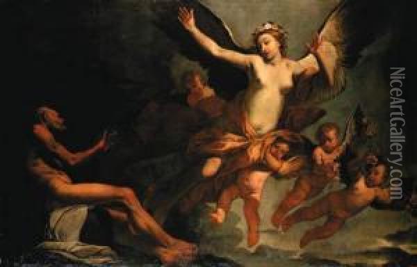 Eos And Tithonus Oil Painting - Giulio Carpione