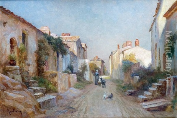 Rue Animee D'un Village De Provence Oil Painting - Francois Richard De Montholon