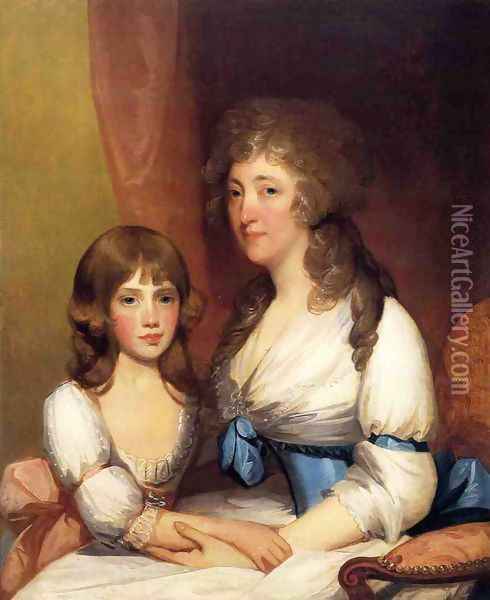 Mrs. Samuel Dick and Daughter Charlotte Anna Oil Painting - Gilbert Stuart