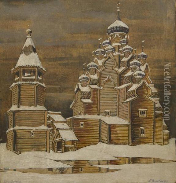 Chiesa Russa Sotto La Neve Oil Painting - Leonid Brailowskij