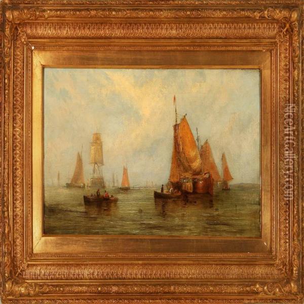 Fishing Boatsin A Calm Oil Painting - William Calcott Knell