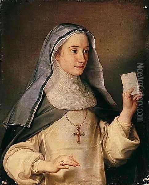 A Portrait Of A Nun, Possibly The Artist's Daughter Oil Painting - Pompeo Gerolamo Batoni