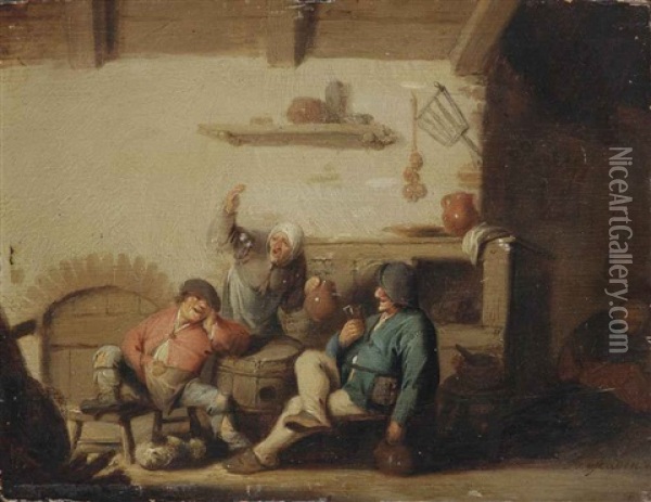 Peasants Making Merry In An Inn Oil Painting - Adriaen Jansz van Ostade