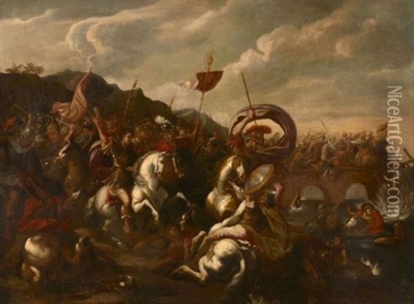 La Bataille Du Pont Milvius Oil Painting - Vincent Adriaenssen