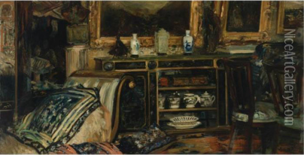 The Artist's Salon At Auteuil Oil Painting - Jacques-Emile Blanche