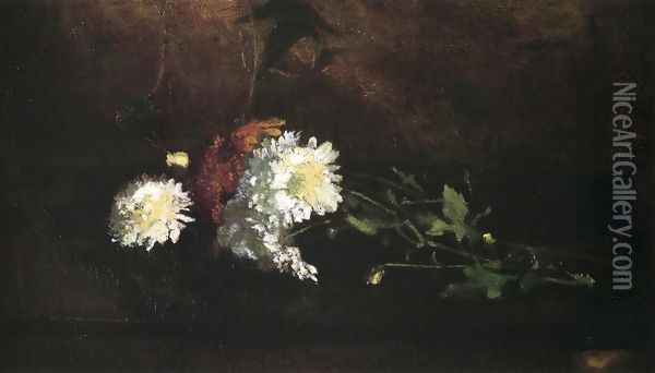 Nosegay Of Chrysanthemums Oil Painting - John La Farge