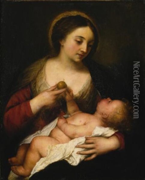 Madonna And Child Oil Painting - Antonio de Pereda y Saldago