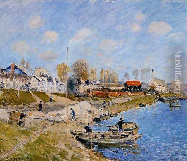 Sand On The Quayside Port Marly Oil Painting - Alfred Sisley