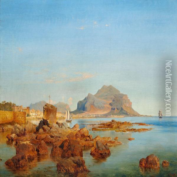 View Of The Bay Ofpalermo Oil Painting - Louis Gurlitt