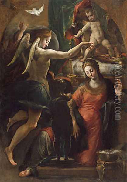 The Annunciation Oil Painting - Girolamo Francesco Maria Mazzola (Parmigianino)