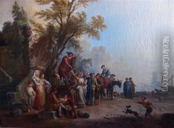 Scene De Genre Oil Painting - Jean Baptiste Lallemand