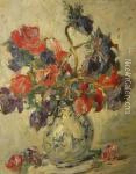 Bouquet D'anemones Oil Painting - Armand Jamar