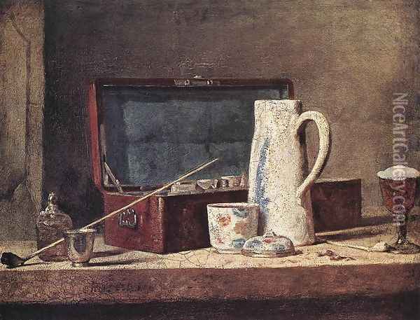 Still Life of Pipes and a Drinking Glass Oil Painting - Jean-Baptiste-Simeon Chardin