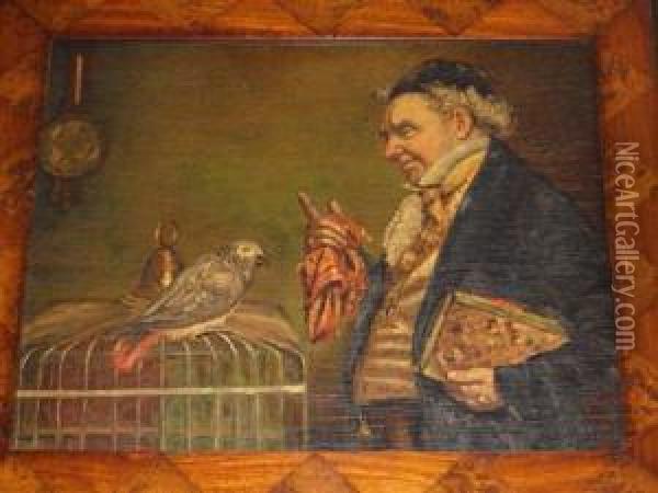 An Eccentric Gentleman With A Parrot Oil Painting - Henry Stacy Marks