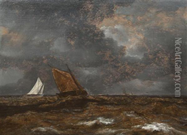 Sailing Ships On The Zuider Zee Oil Painting - Jacob Van Ruisdael