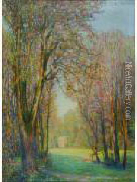  Parc A Champigneulles, 1910  Oil Painting - Auguste Michel Colle