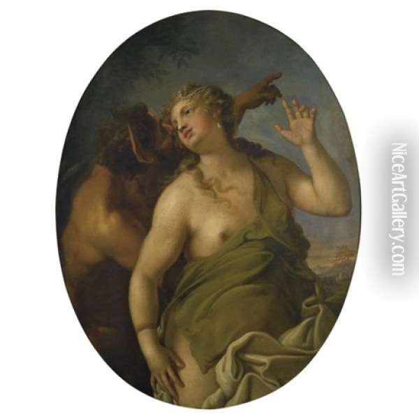 Nymph And Satyr Oil Painting - Nicolo Bambini
