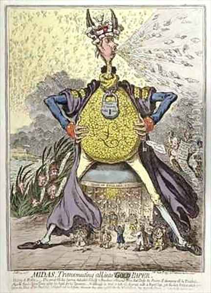 Midas Transmuting all into Gold Paper Oil Painting - James Gillray