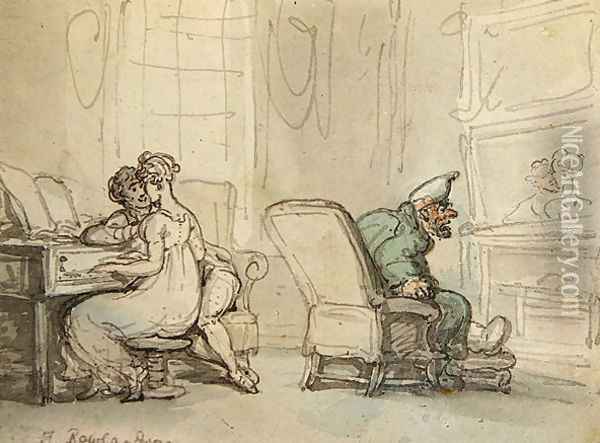The Reflection Oil Painting - Thomas Rowlandson