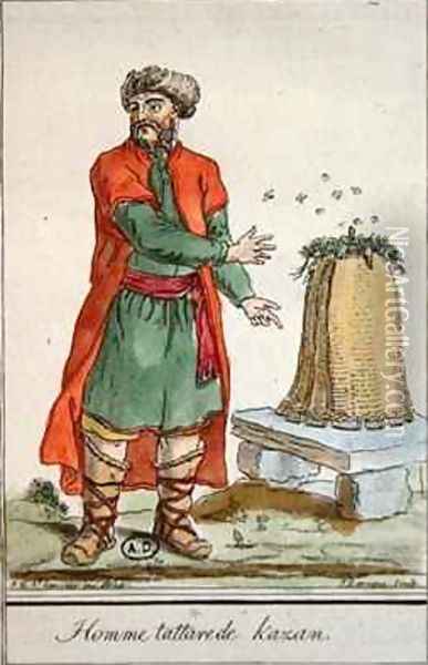 Tatar Man of Kazan with a beehive Oil Painting - Jacques Grasset de Saint-Sauveur