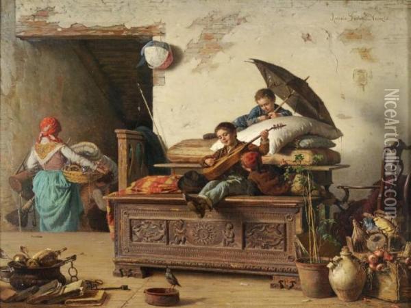The Antique Shop Oil Painting - Antonio Paoletti