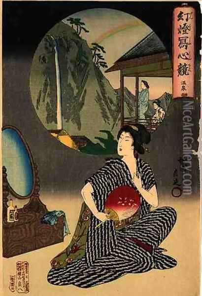 Japanese Inn at Hot Springs Oil Painting - Toyohara Chikanobu