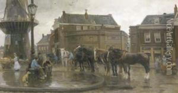 The Meeting Place Oil Painting - August Willem van Voorden