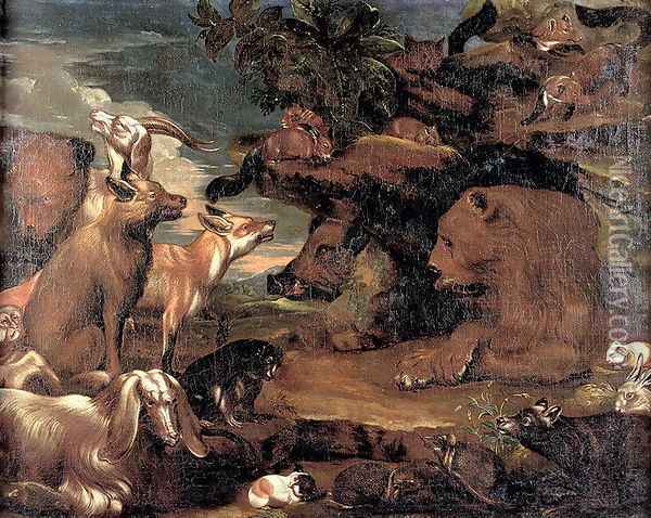 The Animals in the Garden of Eden Oil Painting - Jacob van der (Giacomo da Castello) Kerckhoven