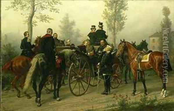 Napoleon III and Bismarck after the Battle of Sedan Oil Painting - Wilhelm Camphausen